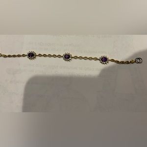 Amethyst diamond flower cluster bracelet